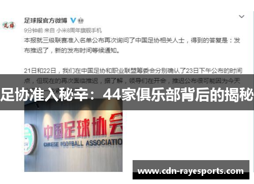 足协准入秘辛：44家俱乐部背后的揭秘